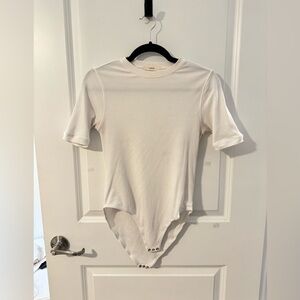 Cream Ribbed Caplet Body Suit